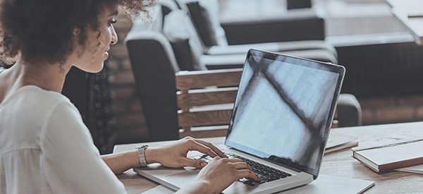 Woman working on a laptop